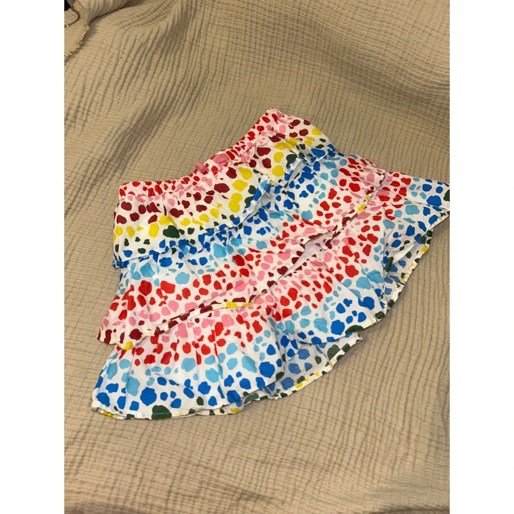 Mini Boden Girls Rainbow Polka Dot Tiered Ruffle Skirt Size 5-6Y 116cm Cotton